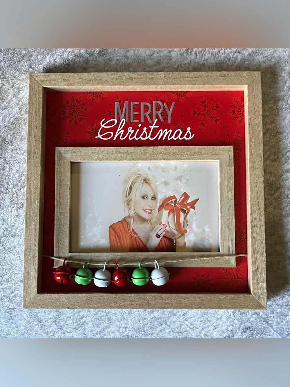Dolly Parton DG JINGLE BELLS Merry CHRISTMAS Photo wood frame Dollar General Red